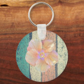 Porte-clés Maison de plage en bois peint de l'océan hibiscus (Recto)