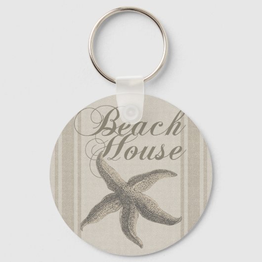 Porte-clés Maison de plage étoile de mer rivage (Recto)