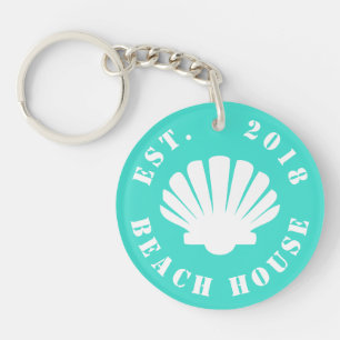 Porte-clés Maison de plage Nautical Ocean Votre texte