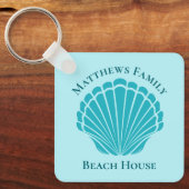 Porte-clés Maison de plage personnalisée Aqua Seashell Monogr (Recto)