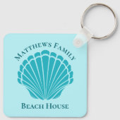 Porte-clés Maison de plage personnalisée Aqua Seashell Monogr (Dos)