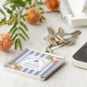 Porte-clés Maison de plage rayures bleues Côtière Boho Fermet (Côté)