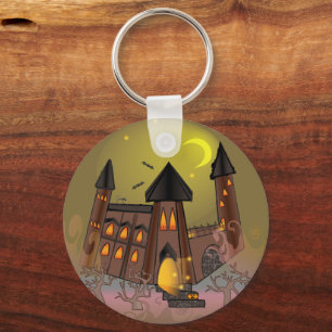 Porte-clés Maison de sorcière éffrayante Halloween et château