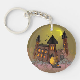 Porte-clés Maison de sorcière éffrayante Halloween et château