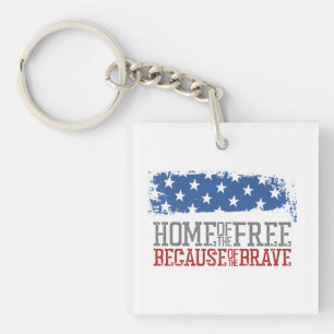 Porte-clés Maison des libres grâce aux braves Drapeau USA