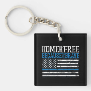Porte-clés Maison des libres grâce aux braves Drapeau USA