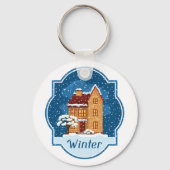 Porte-clés Maison D'Hiver Dans La Neige (Recto)