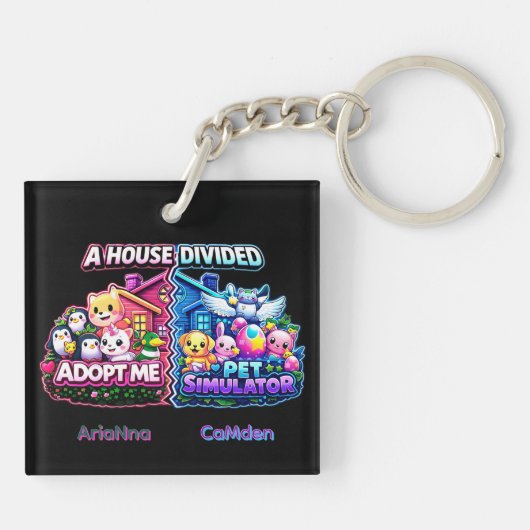 Porte-clés Maison divisée Adopt Me contre Pet Simulator (Dos)