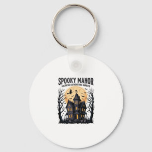 Porte-clés Maison Hantée Halloween Gravure Vintage Art de Nui
