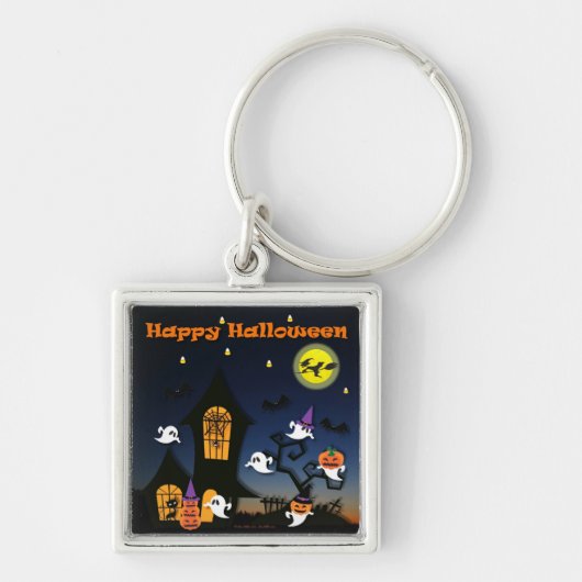 Porte-clés Maison hantée joyeuse Halloween (Devant)