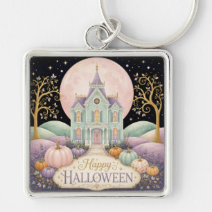 Porte-clés Maison hantée victorienne pastel fantaisiste Hallo