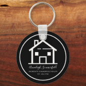 Porte-clés Maison immobilière blanche Noir (Recto)