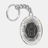 Porte-clés Maison Noire, Or et Argent - Realtor Custom (Devant gauche)