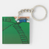 Porte-clés Maison sur une colline verte (Dos)