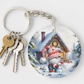 Porte-clés Maisonnette de gnome enneigée