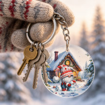 Maisonnette de gnome enneigée