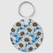 Porte-clés Maisonnettes, fleurs sauvages sur bleu (Recto)