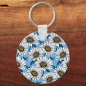 Porte-clés Maisonnettes, fleurs sauvages sur bleu (Recto)