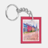 Porte-clés Maisons Abstraites de rangées d'aquarelle (Devant gauche)