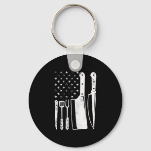 Porte-clés Maître de BBQ homme drapeau américain patriotique 