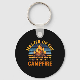 Porte-clés Maître du feu de camp hommes femmes camping drôle