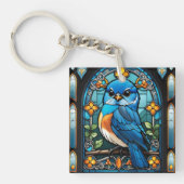 Porte-clés Majestic Bluebird perchée sur une fenêtre en verre (Devant)