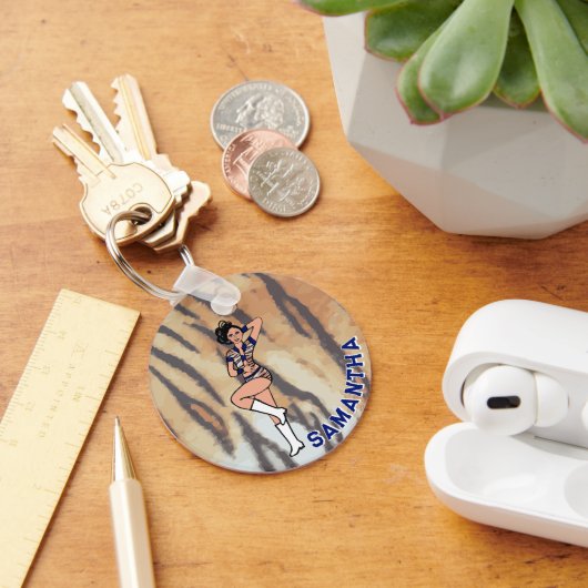 Porte-clés Majorette/ Danseuse Tigre Bleu #2 (Bureau)