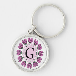 Porte-clés Majuscule G monogramme floral
