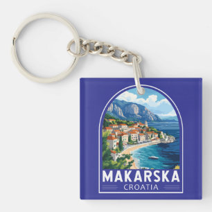 Porte-clés Makarska Croatie Voyage Emblème d'Art