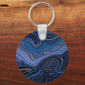 Porte-clés Malachite Bleue Accents Dorés Luxe Chic Pierre Pré (Recto)