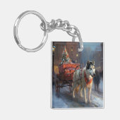 Porte-clés Malamute d'Alaska Saison de Noël festive (Devant gauche)