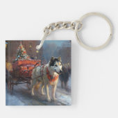 Porte-clés Malamute d'Alaska Saison de Noël festive (Dos)