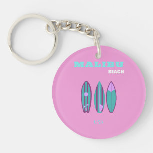 Porte-clés Malibu, Malibu Beach, Californie, Preppy, rose