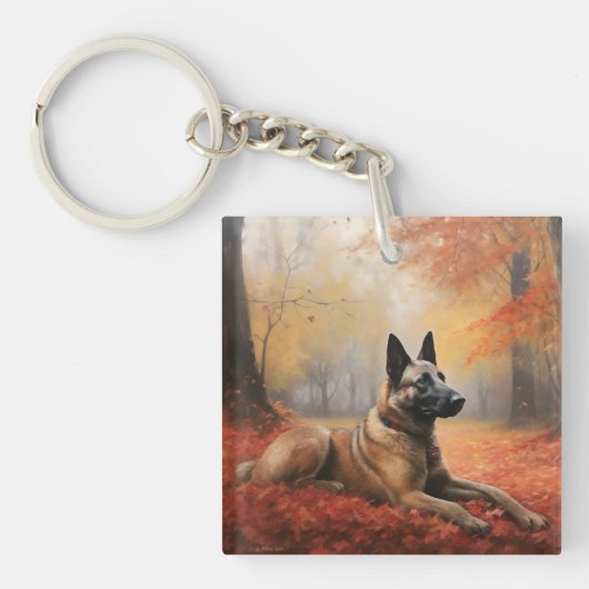 Porte-clés Malinoi belge en automne Leaves Fall Inspire (Devant)