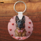 Porte-clés Malinois belge avec des roses - Saint-Valentin  (Verso)