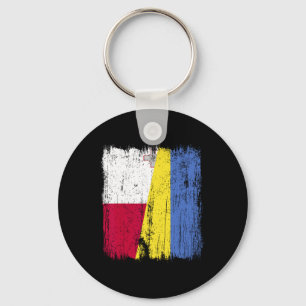 Porte-clés Malte Ukraine Demi-drapeau Patrimoine maltais ukra