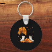 Porte-clés Maltese Autumn Leaf Fall Dog Lover Halloween Thank (Recto)