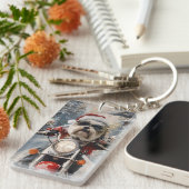 Porte-clés Malti Tzu Chien équitation Moto Noël (Devant droit)