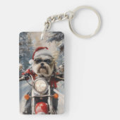 Porte-clés Malti Tzu Chien équitation Moto Noël (Dos)