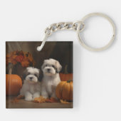 Porte-clés Malti tzu Puppy Citrouille d'automne (Dos)