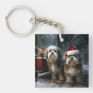 Porte-clés Malti tzu traîneau enneigé décoration de Noël