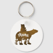 Porte-clés Mama Bear avec 1 Cub équitation sur le dos de mama (Recto)