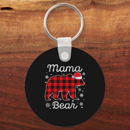 Porte-clés Mama Bear Christmas Pajamas Red Plaid Buffalo Fami (Recto)