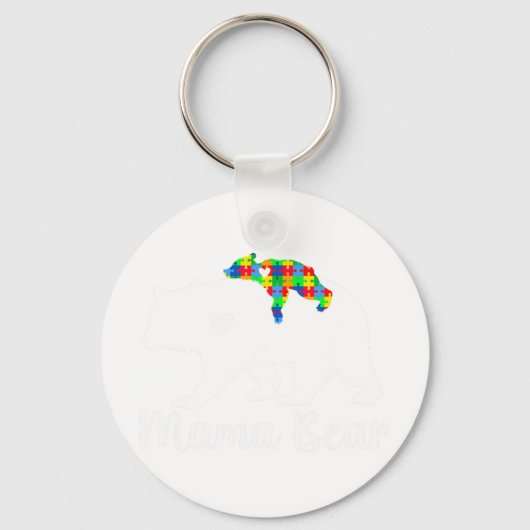 Porte-clés Mama Bear Support Sensibilisation sur l'autisme Mo (Recto)
