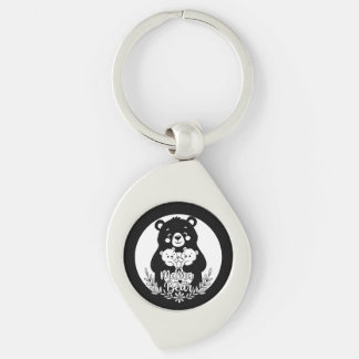 Porte-clés Mama Bear with Two Cubs Heart Line Art Design
