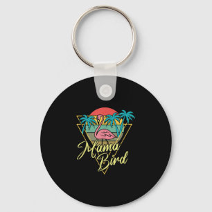Porte-clés Mama Bird Flamant rose Sunset Palm Tree Beach anné
