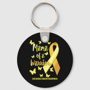 Porte-clés Mama de guerrier Ruban d'or de sensibilisation au
