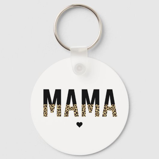 Porte-clés Mama Empreinte de léopard Typographie Maman Cadeau (Recto)