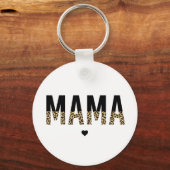 Porte-clés Mama Empreinte de léopard Typographie Maman Cadeau (Recto)