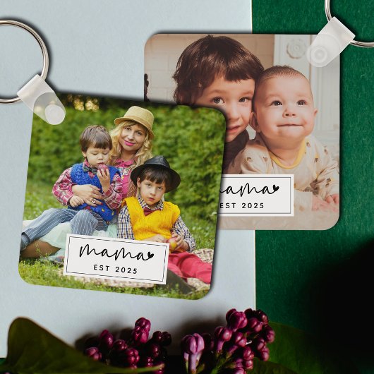 Porte-clés Mama Established Year Simple Photo Personalized